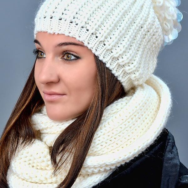 Женская шапка арт. M1617Р + шарф арт. М1488Е