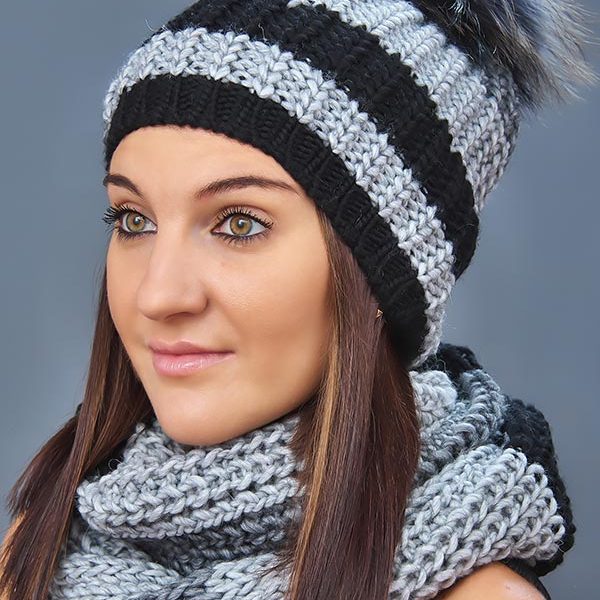 Женская шапка арт. M1462CP + шарф арт. M1462