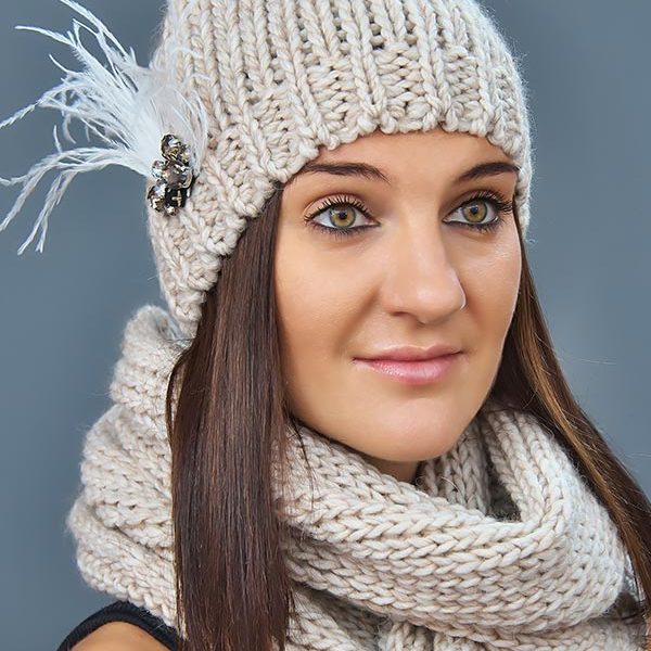 Женская шапка арт. M1629 + шарф арт. M1488E